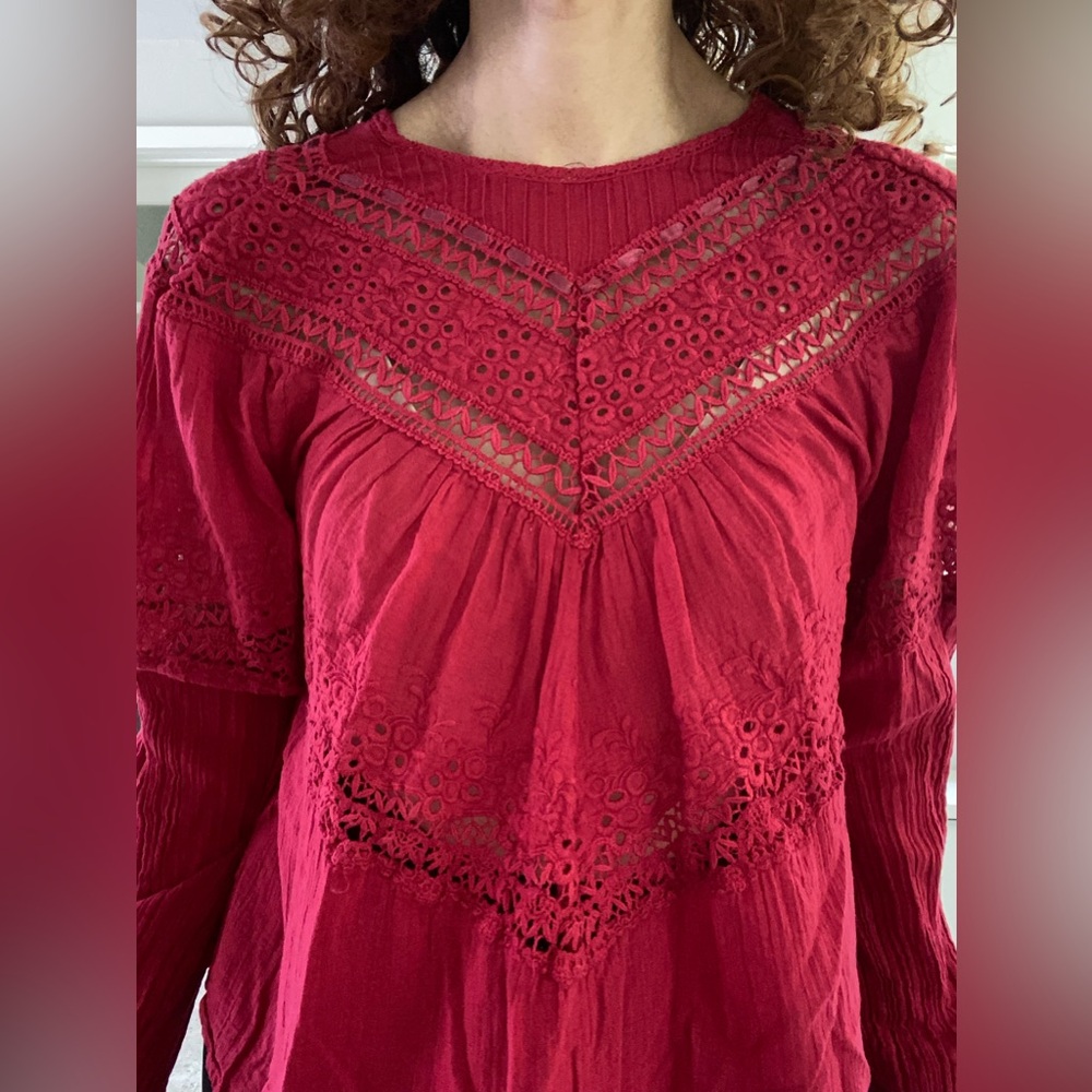 Free People Abigail Victorian Eyelet Boho Women's Top